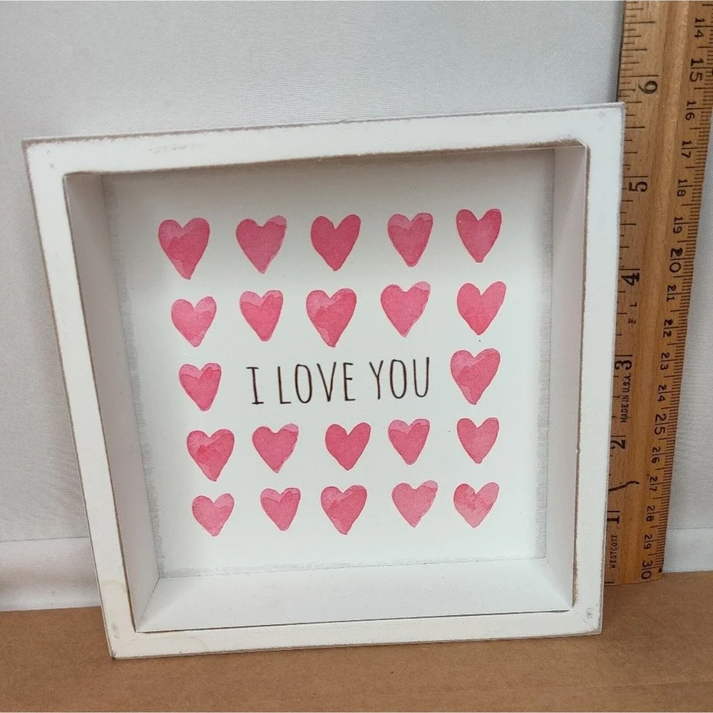 I Love You White and Pink Valentine's Day Wooden Decor